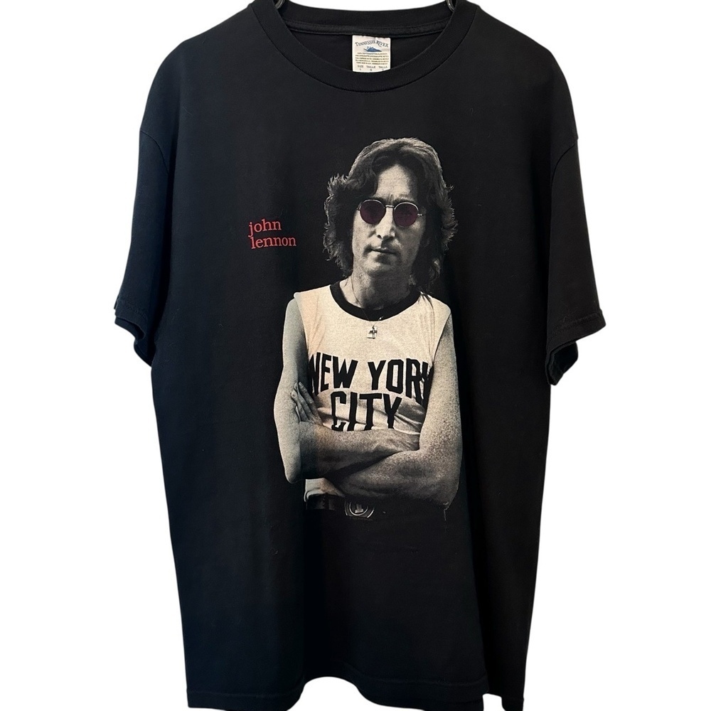 TENNESSEE RIVER Mens Tee Large Black Vintage Graphic John Lennon NYC Dreamer NEW